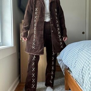 Vintage 60's / 70's Brown Corduroy Laceup Jacket & Pant Set Size 6/8